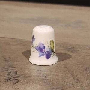 Ken Parry Bone China Purple Flower Thimble Collectible British Made~Read Details